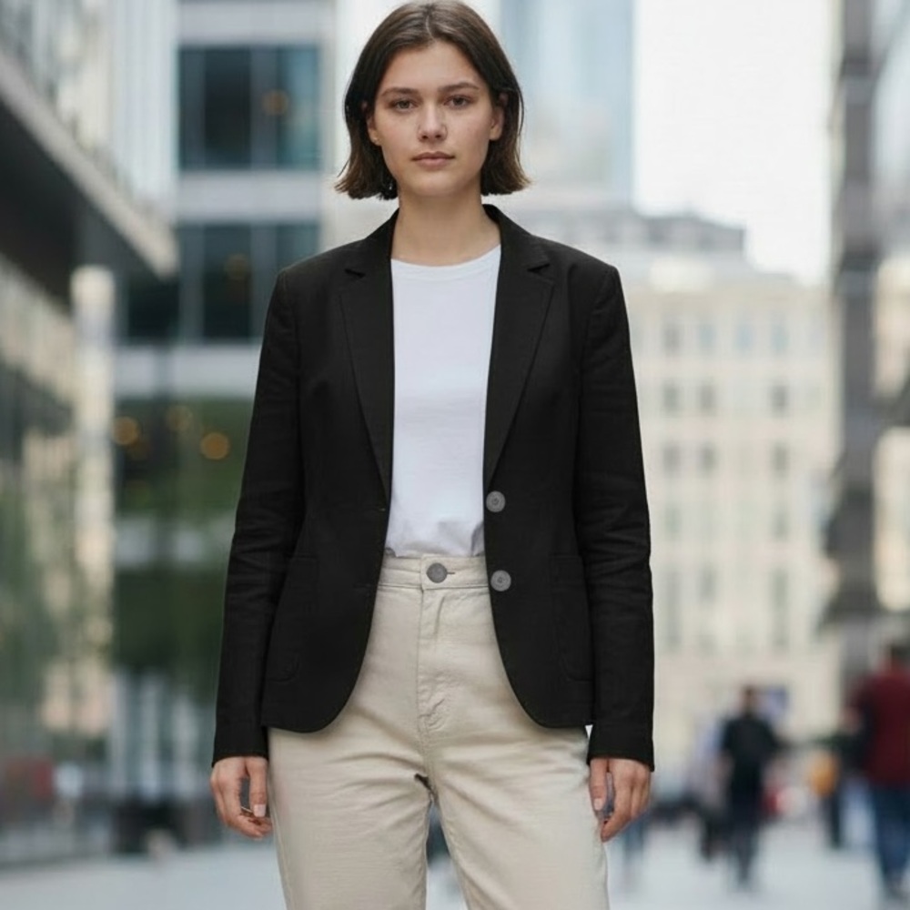 NWT PURE COLLECTION 100% LINEN BLACK TWO BUTTON JACKET BLAZER OLD MONEY (6)